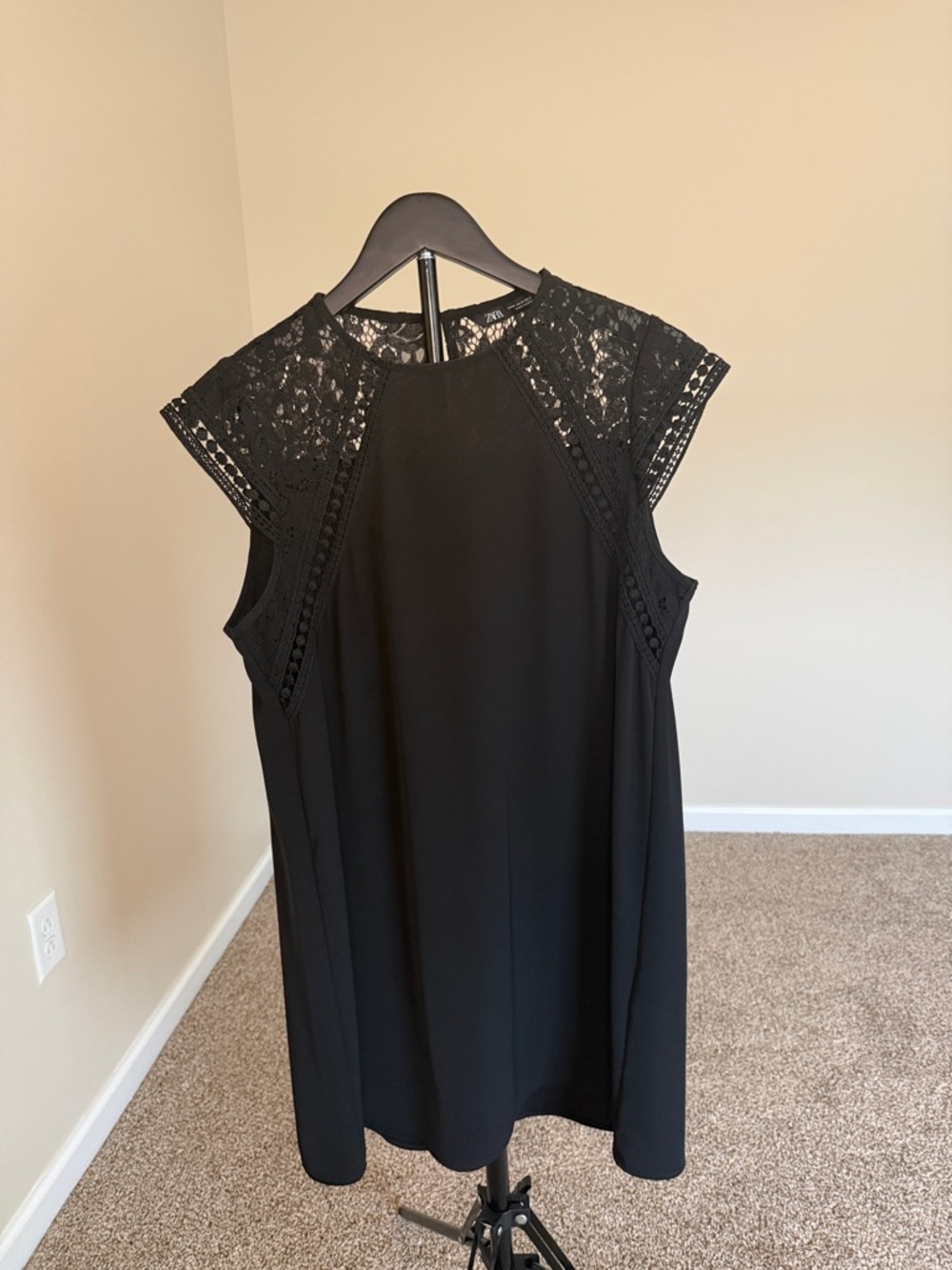 Zara Black Lace‎ Shoulder Mini Dress
